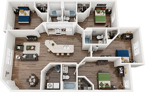 Floor plan 4 Bed x 4 Bath B