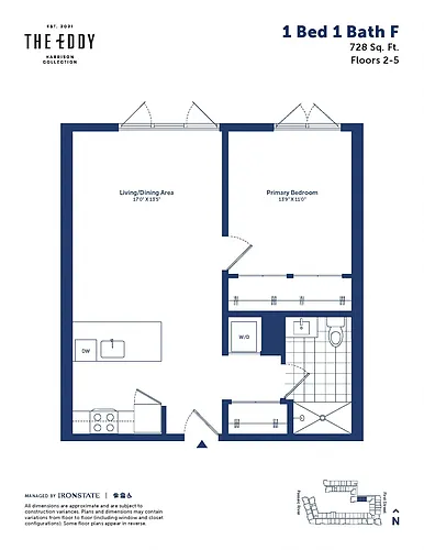 Floor plan 1 Bed 1 Bath F