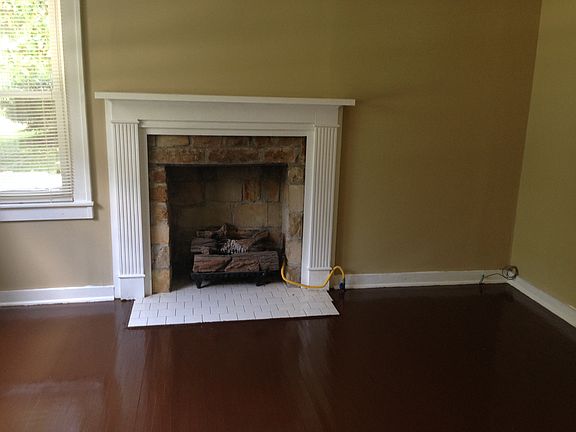 Living room rock fireplace