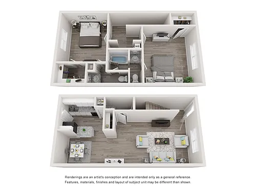 Floor plan 2 Bedroom 1.5 Bath Townhome