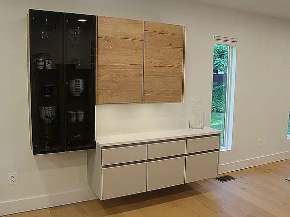 Extensive built-in cabinets.
