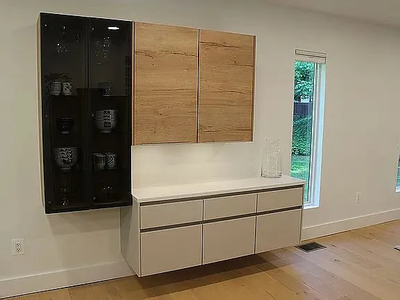 Extensive built-in cabinets.