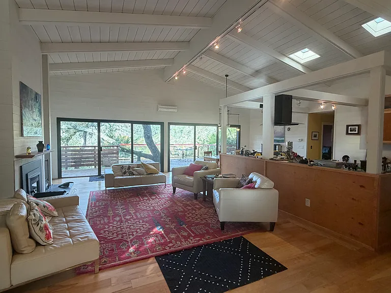 living room view out to deck