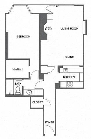 Floor plan 1 Bed, 1 Bath