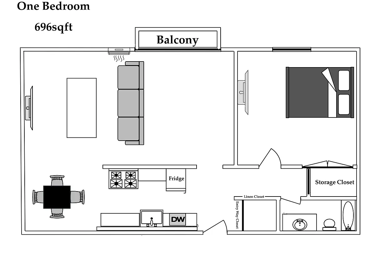 Floor plan One Bedroom North