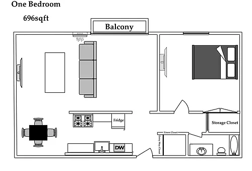 Floor plan One Bedroom North