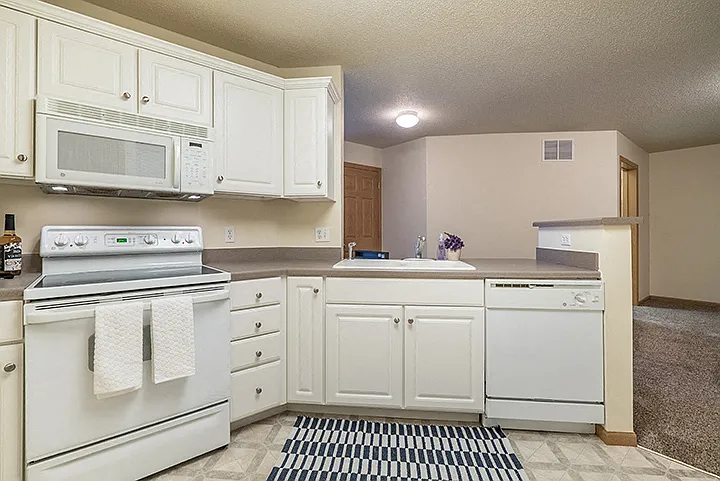 Large kitchens with lots of cabinet space.