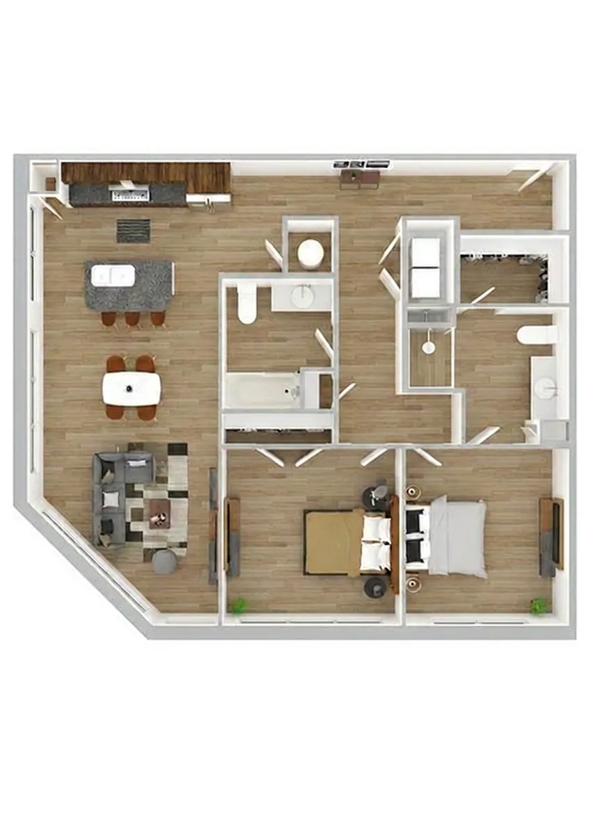 Floor plan 2X2 (B-2; Type B)