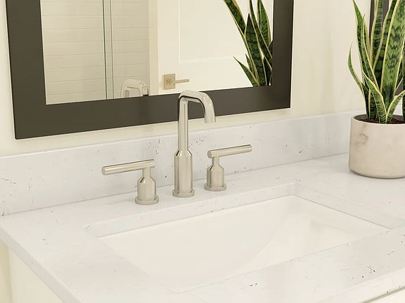 Primary bath with chrome fixtures