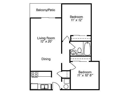 Floor plan 2-BR Garden