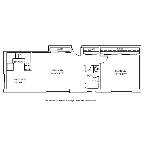 Floor plan 1 Bedroom / 1 Bath