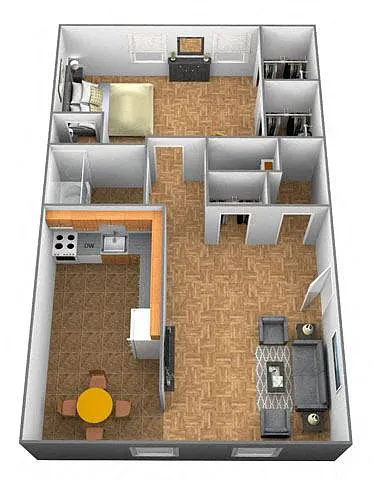 Floor plan 1 Bedroom 1 Bath - Belvedere