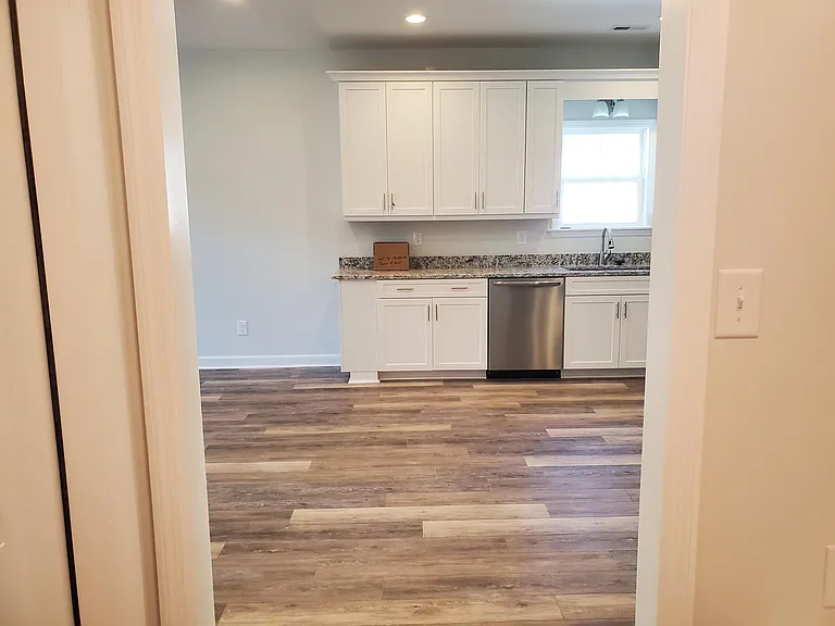 View of kitchen from mud room