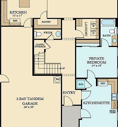 Layout. In-law apartment in blue