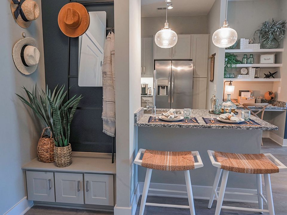 Built-In Entryway Shelving at Hawthorne at Indy West in Wilmington, NC
