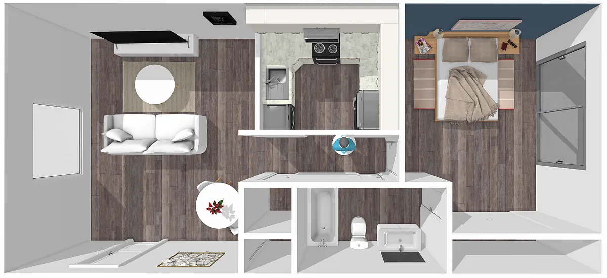 Floor plan 1 Bedroom, 1 Bathroom