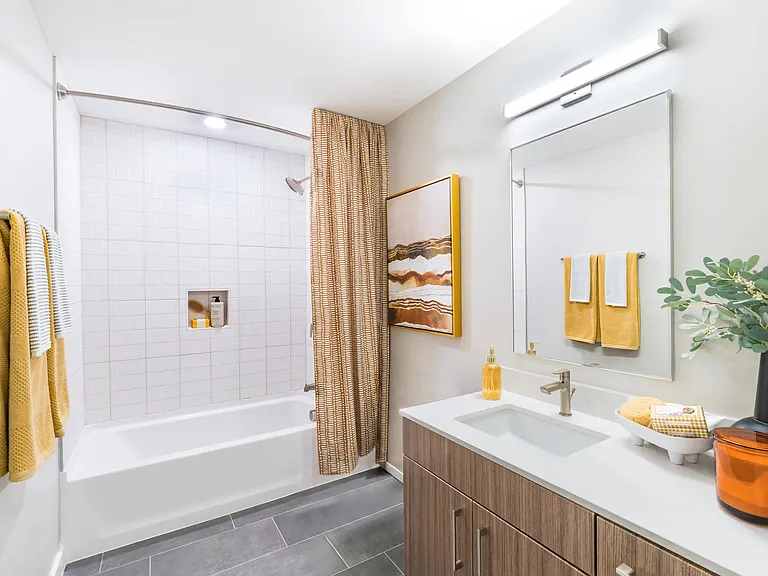 Unwind in a deep soaking tub designed for slow moments and total relaxation.