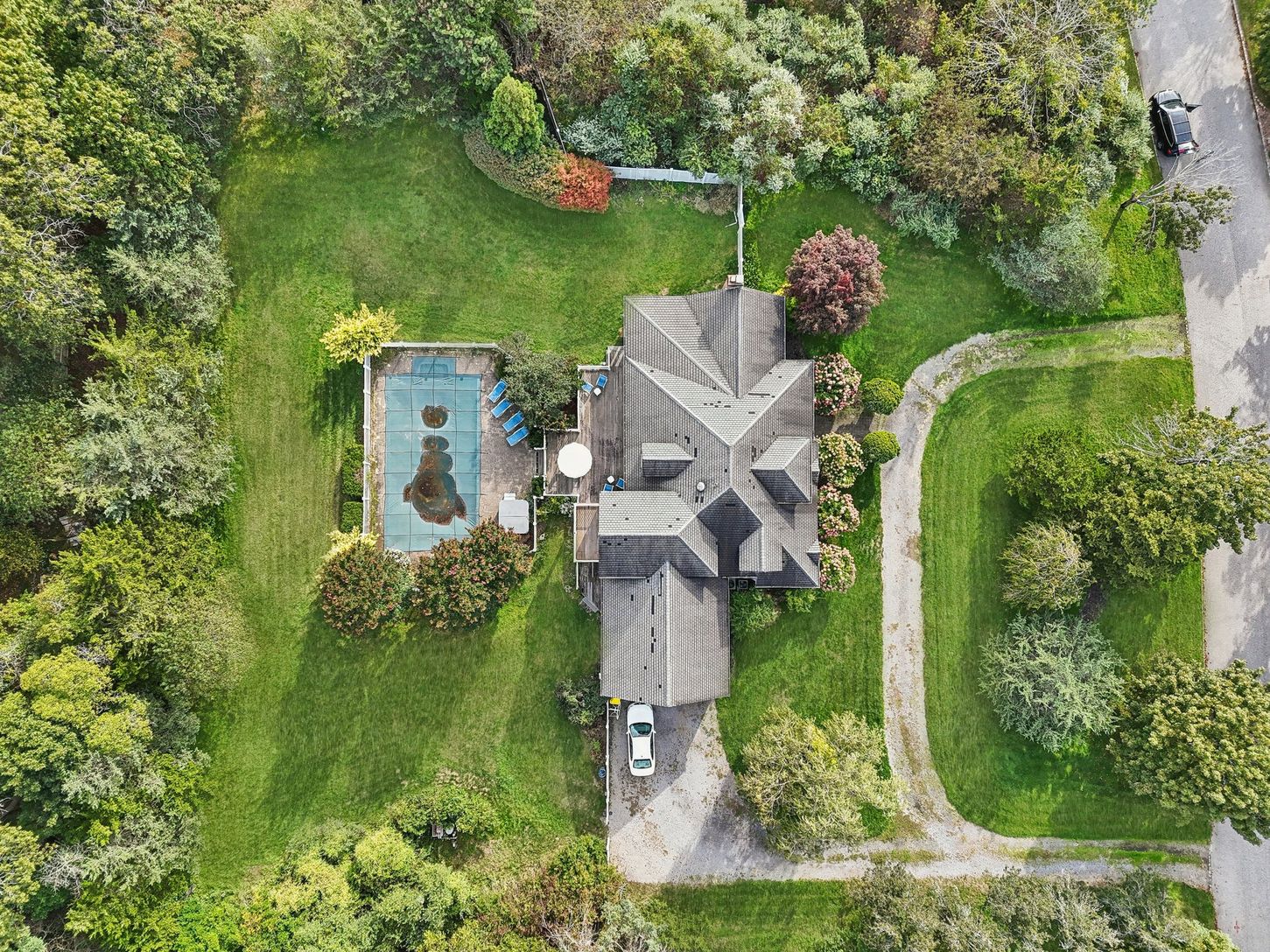 A breathtaking aerial view capturing the full scope and beauty of the property.
