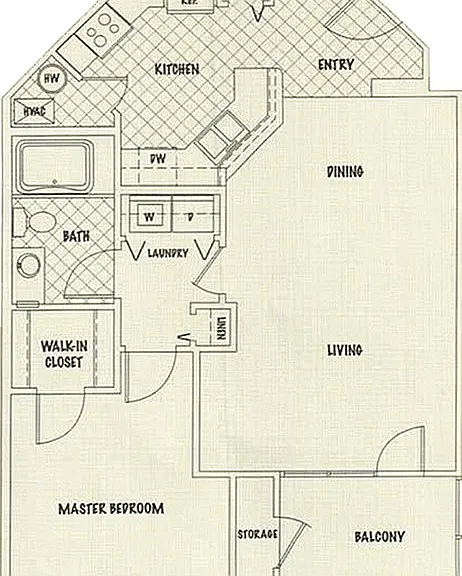 The Birch 1 Bed 1 Bath Floorplan The Birch 1 Bed 1 Bath Floorplan