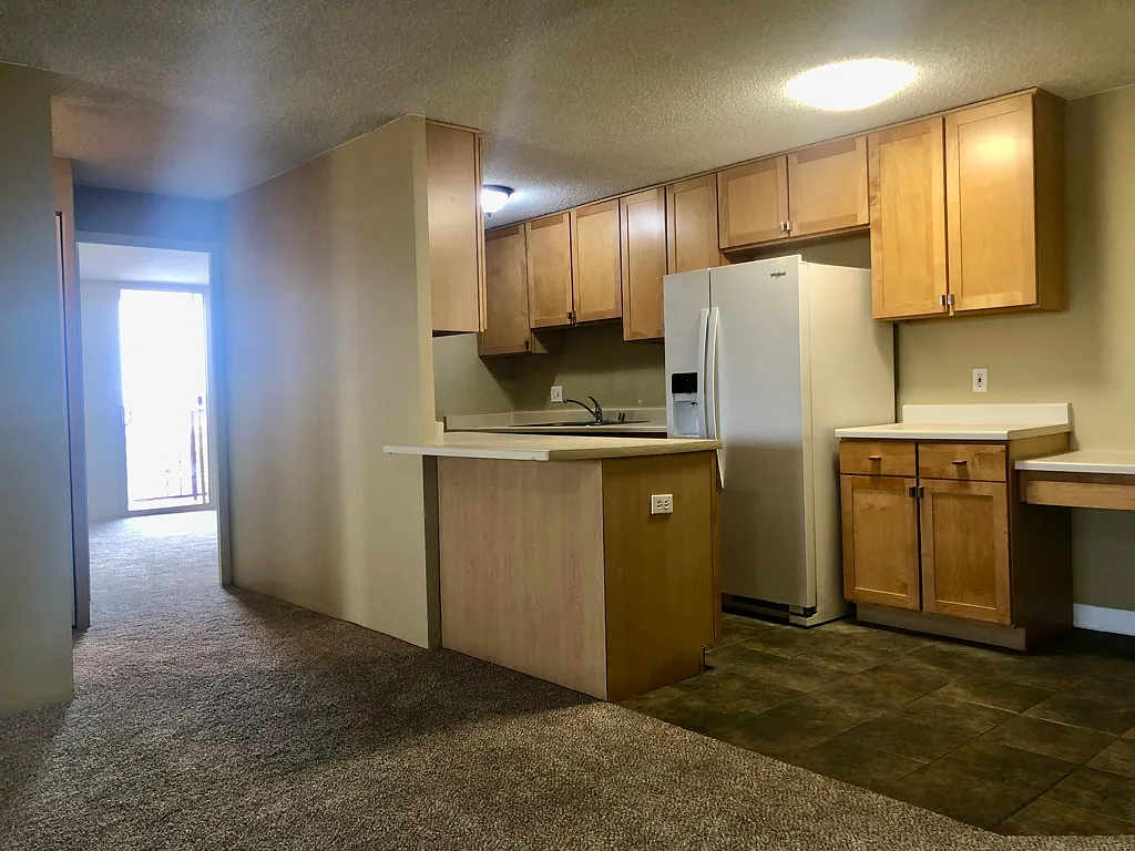Kitchen & hallway to smaller bedroom - 2225 Buchtel Blvd #911