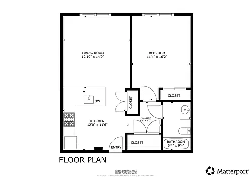 Floor plan 1 Bedroom 1 Bath