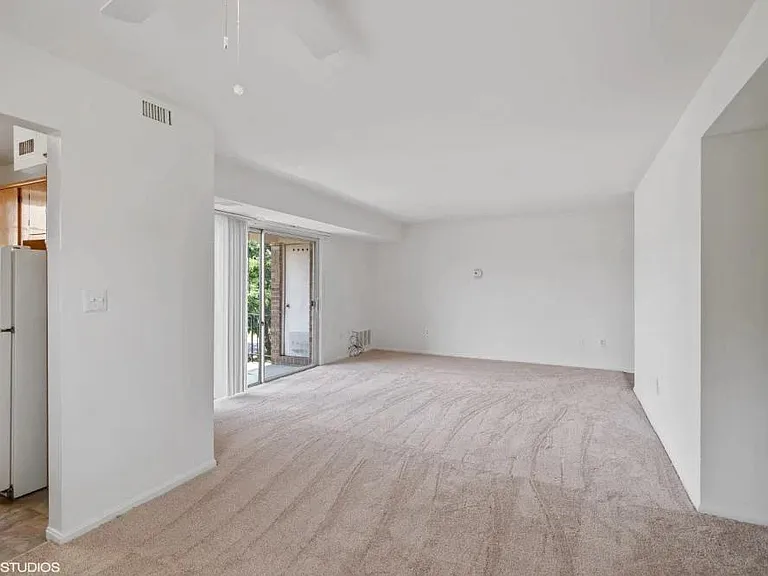 Plush carpeting in the spacious living room and dining area