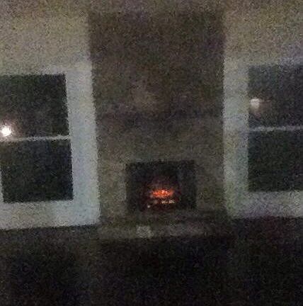 Refinished wood, stone fire