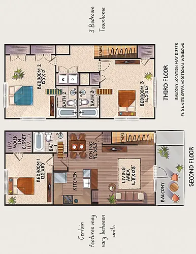 Floor plan 3 Bedroom Town