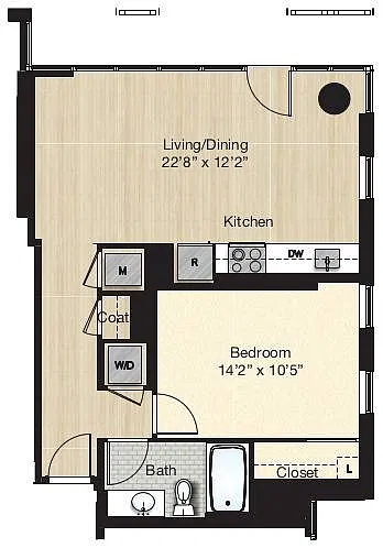 Floor plan Tier 29.3 - Small 1 Bed/1 Bath