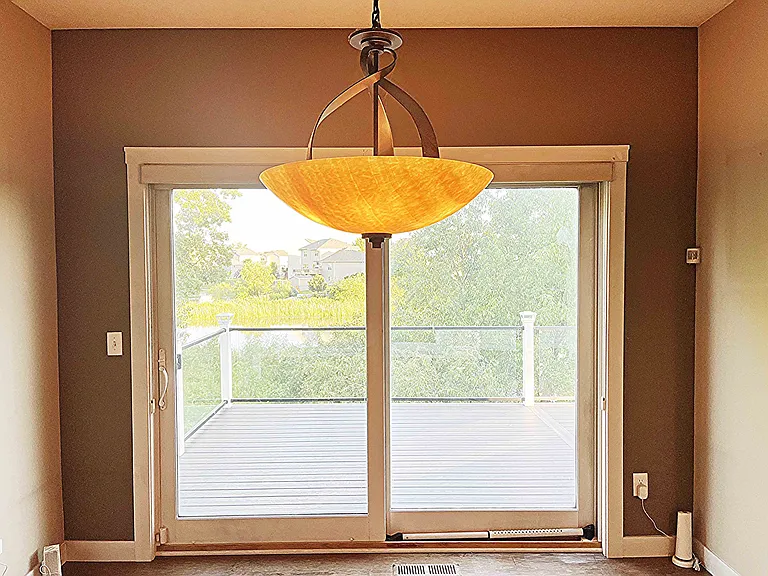 Breakfast Nook with overlook to Pond and Private Backyard