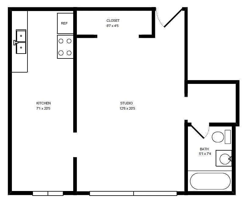 Floor plan Studio Apartments