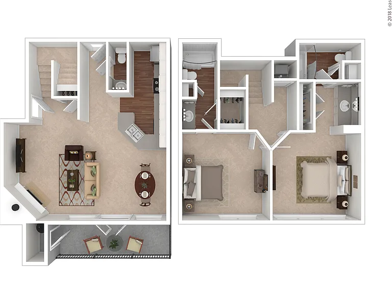 B3 TH: Beds - 2: Baths - 2.5: SqFt Range - 1035 to 1035