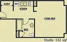 Floor plan Studio - 60% AMI