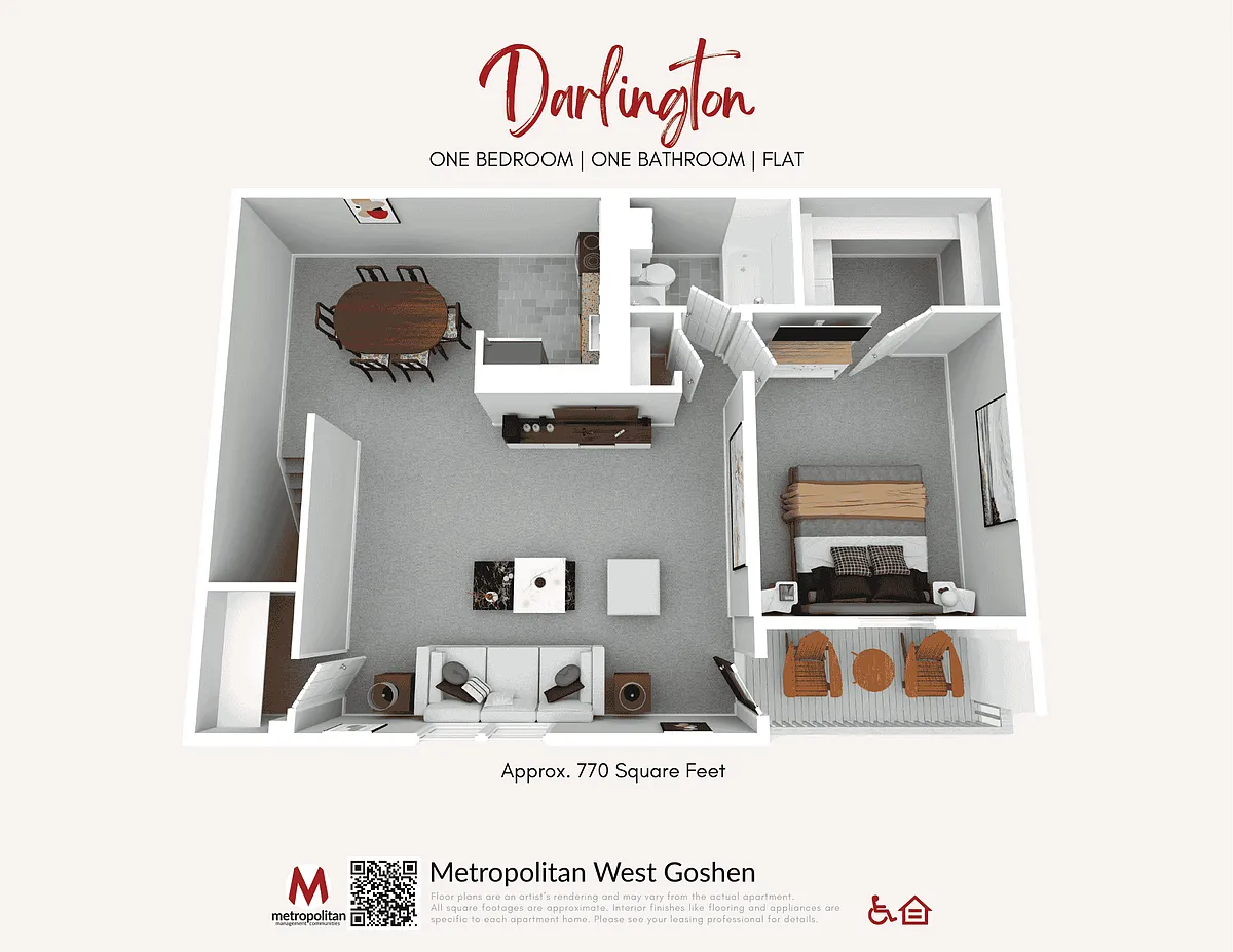 Floor plan One Bedroom Darlington