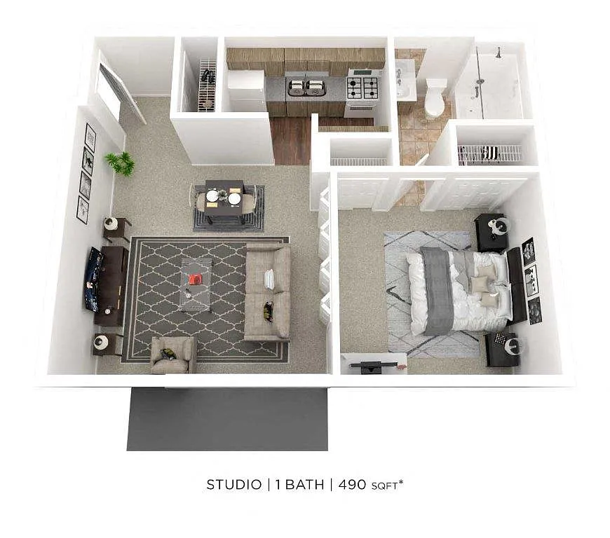 Floor plan Studio - 490 sqft