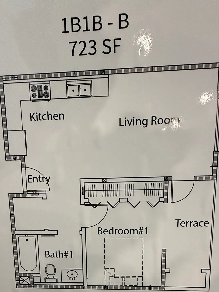 Floor plan 1 bed 1 bath