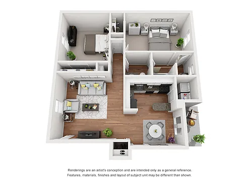 Floor plan LEYLAND B1 Two Bedroom / One and a Half Bath Garde