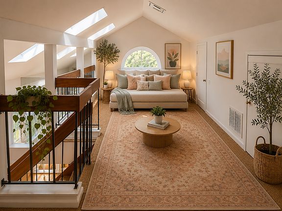 AI virtual staging of loft area