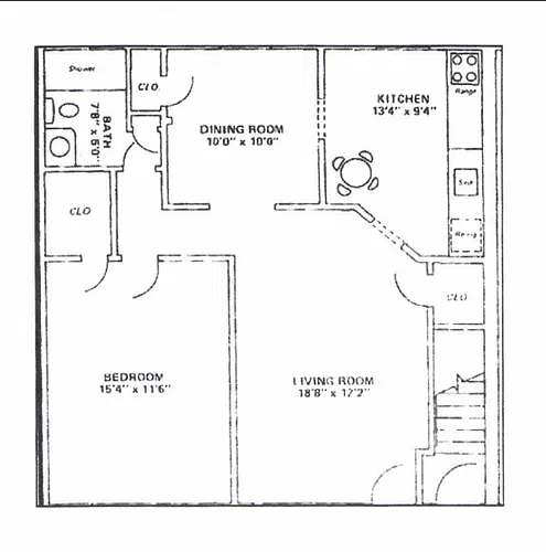 Floor plan 1 Bed 1 Bath