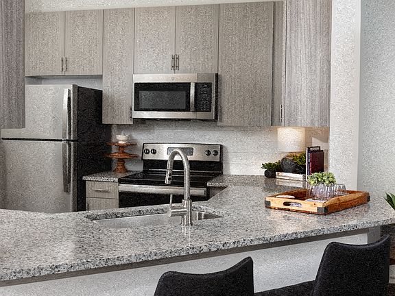 Granite countertops in kitchens and bathrooms