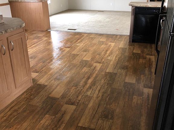 Simulated wood floor in Kitchen.