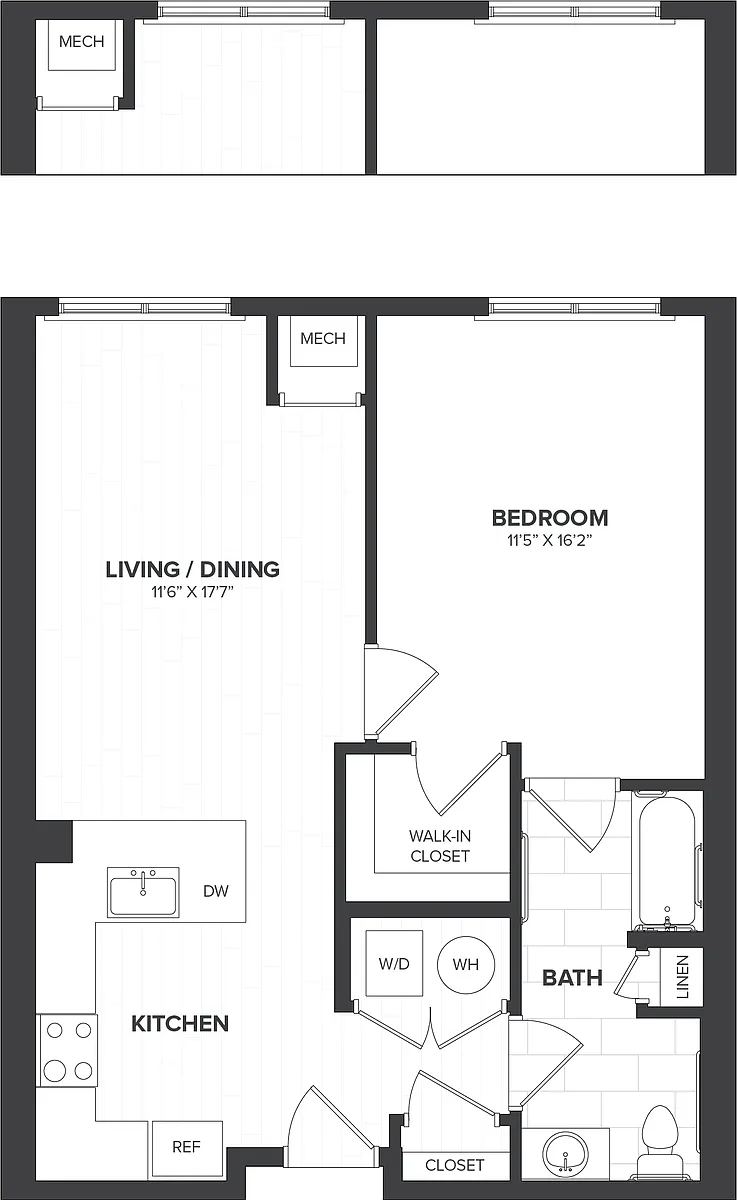 Floor plan 1 Bed/1 Bath-A3.6