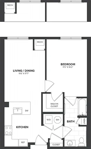 Floor plan 1 Bed/1 Bath-A3.5