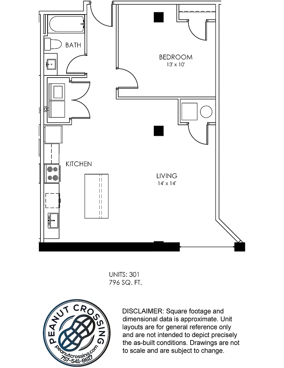 Floor plan One Bedroom 301