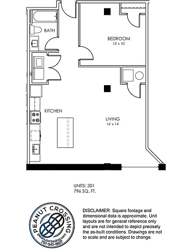 Floor plan One Bedroom 301