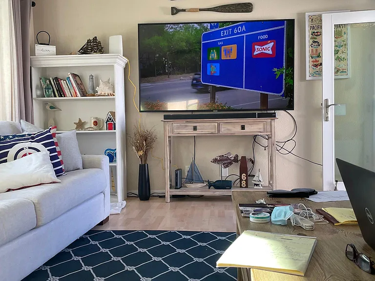 Living Room with Big Screen TV