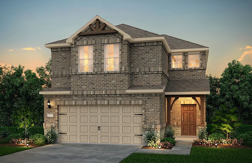 The Nelson, a two-story home with 2-car garage, shown with Home Exterior S