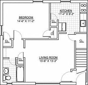 Floor plan 1 Bed 1 Bath