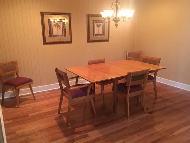 Full dining room. Add leaves to the table to seat 8 comfortably.