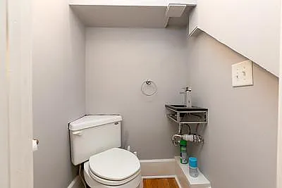 Mail floor 1/2 bath. Contemporary Black sink.